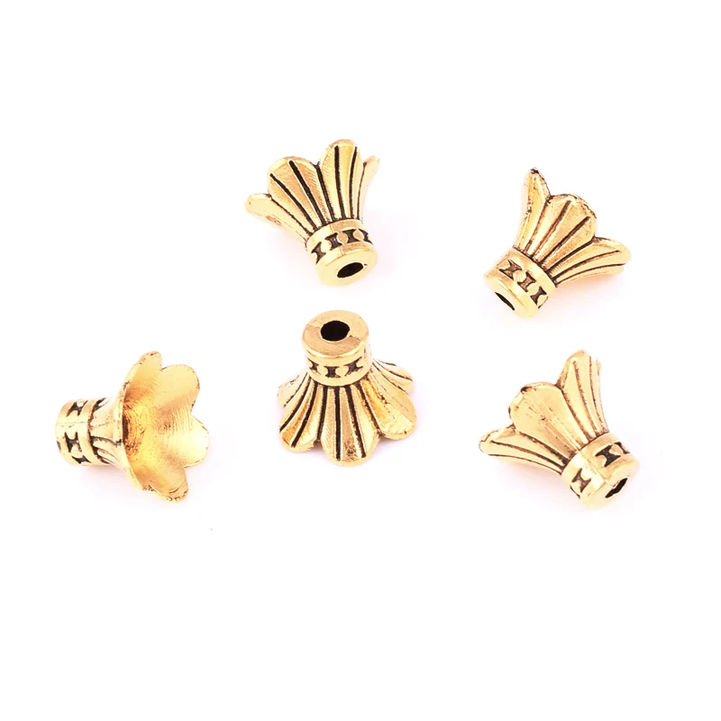 

20pcs Antique gold/Silver Retro Flower Bead End Caps Spacer Loose Beads Diy Jewelry Accessories 12x9mm