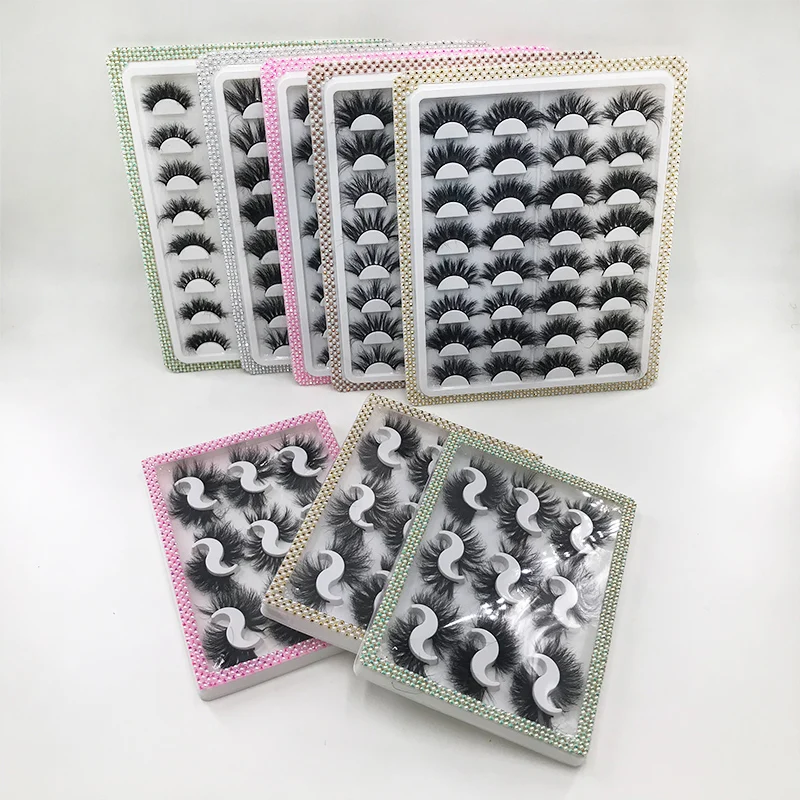 

25mm 27mm 30mm And Natural Mink Eyelashes With 16-pairs Tray 9-pairs tray Strip Lashes Wholesale Vendor