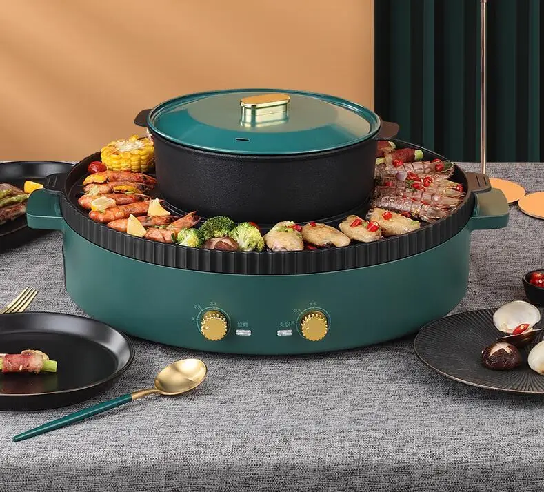 

Hot pot net red rinse roast one pot household Korean barbecue plate barbecue and boiling pot barbecue meat machine