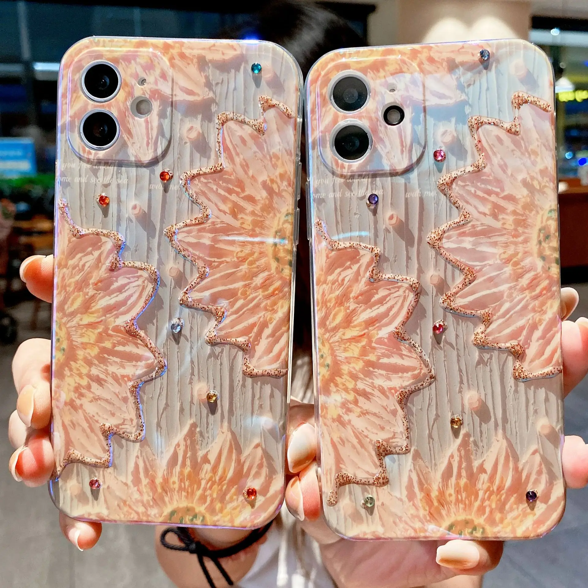 

Чехол для iPhone 12 Pro, чехол для телефона с рисунком цветов для iPhone 13, 12, 11Pro Max, 8, 7 Plus, X, XS, мягкий чехол из ТПУ со стразами