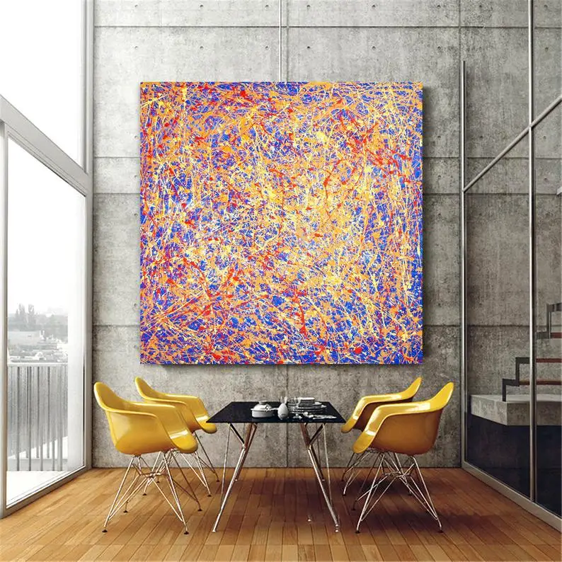 

Jackson Pollock Abstract Painting,Colorful Art Multicolor painting,Wood Canvas Artwork,Modern Painting abstract oil