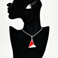3 colors epoxy 3d pyramid pendant necklace stainless steel pyramid necklace earrings elegant jewelry set
