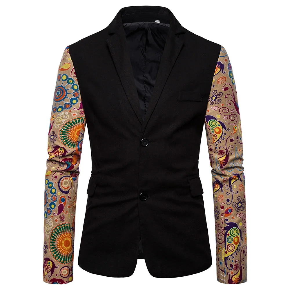 Новинка 2019 модный мужской блейзер тонкий костюм Мужская строчка с принтом