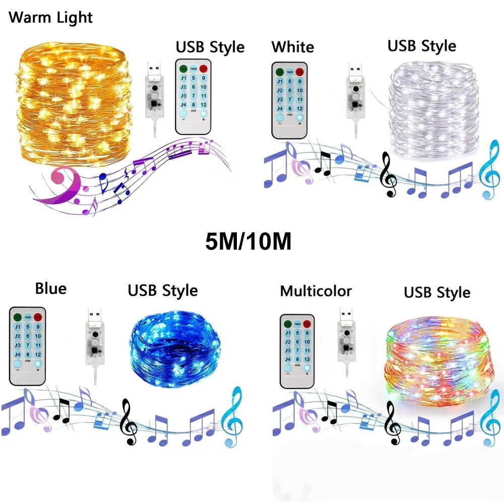 

Creative with Remote Control LED Fairy String Lights Music Lights String Party Home Decoration Wedding Sound Activated