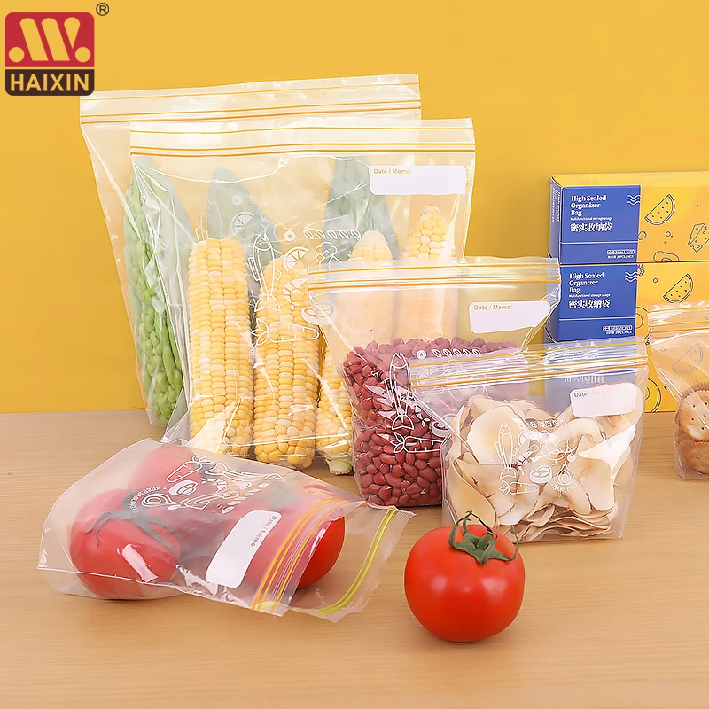 

30PCS Reusable Food Bags PE Pull-type Sealed Food Storage Bag Vegetable Fruit Storage Freezing Preservation Kitchen Organizer