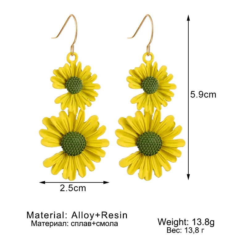 Корейские милые маленькие висячие серьги с ромашками для женщин серьги-гвоздики