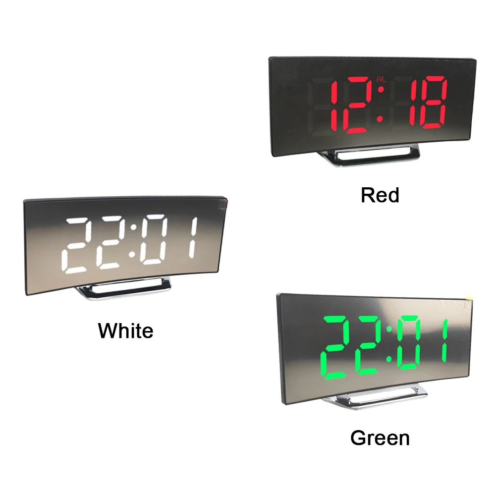 curved screen desk practical home office digital alarm clock large led display curved screen electronic clock silent alarm clock free global shipping