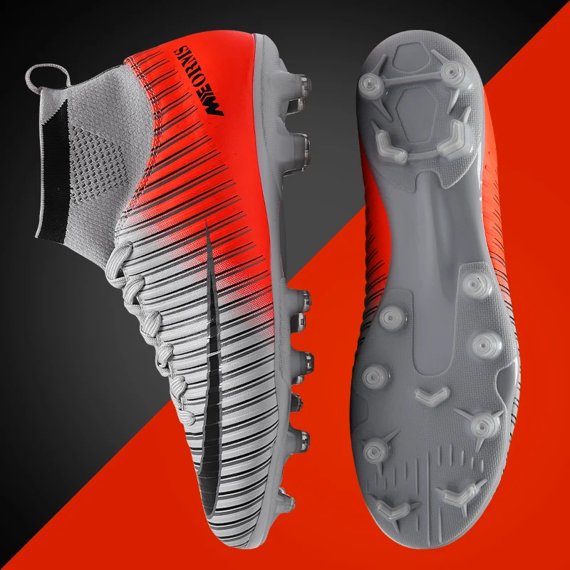 Новейшие мужские футбольные бутсы с высоким голенищем подошвой AG для улицы