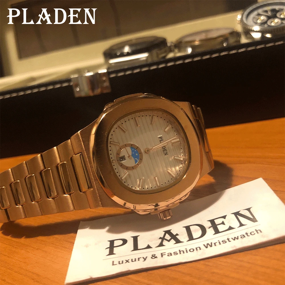 Top Brand PLADEN Men Watches Business Stainless Steel Quartz Luxury Watch Automatic Date Waterproof Dive Clock Relogio Masculino