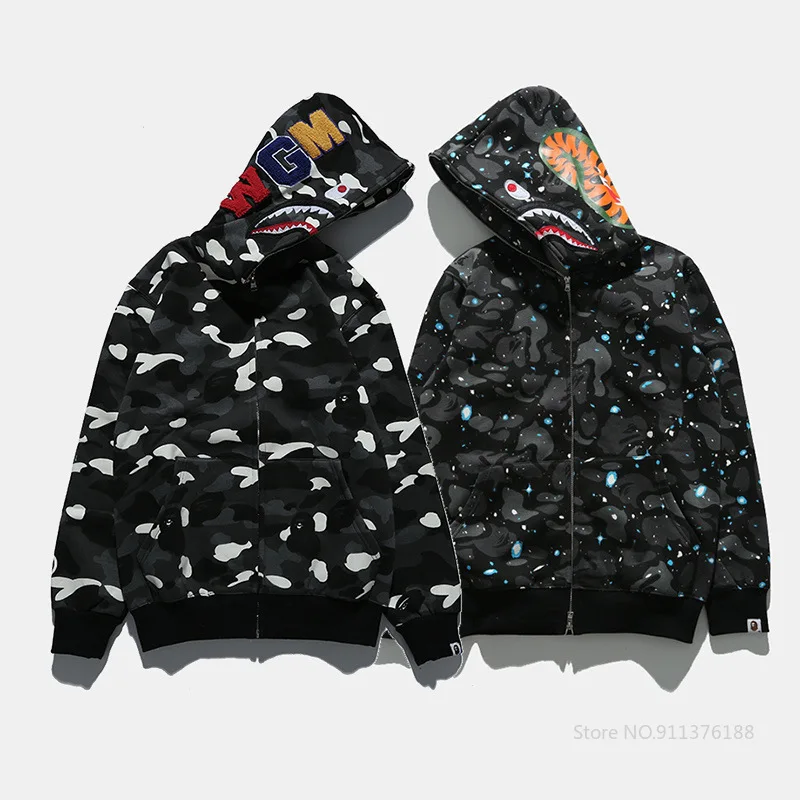 

Мужская камуфляжная толстовка с капюшоном Bape Shark