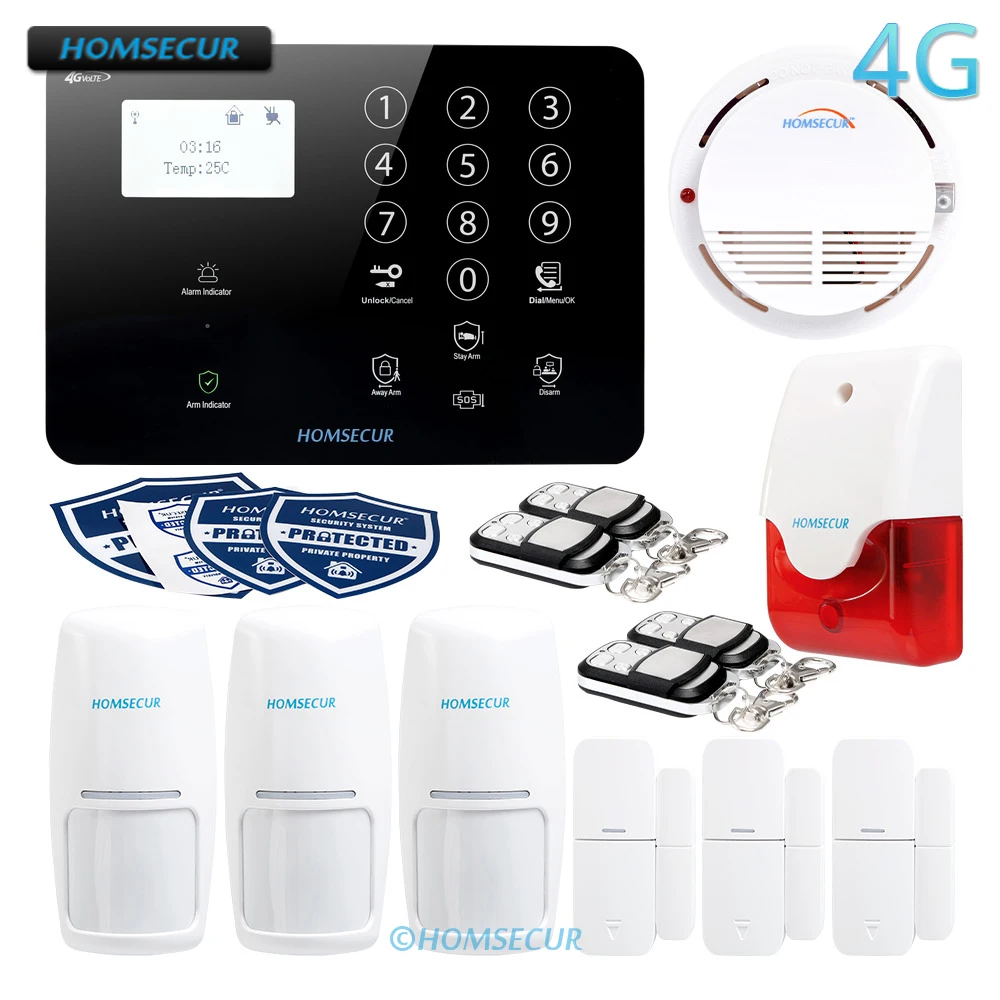 HOMSECUR GA01 4G B Беспроводной и проводной 4G/3G/GSM ЖК дисплей дома сигнализации Системы