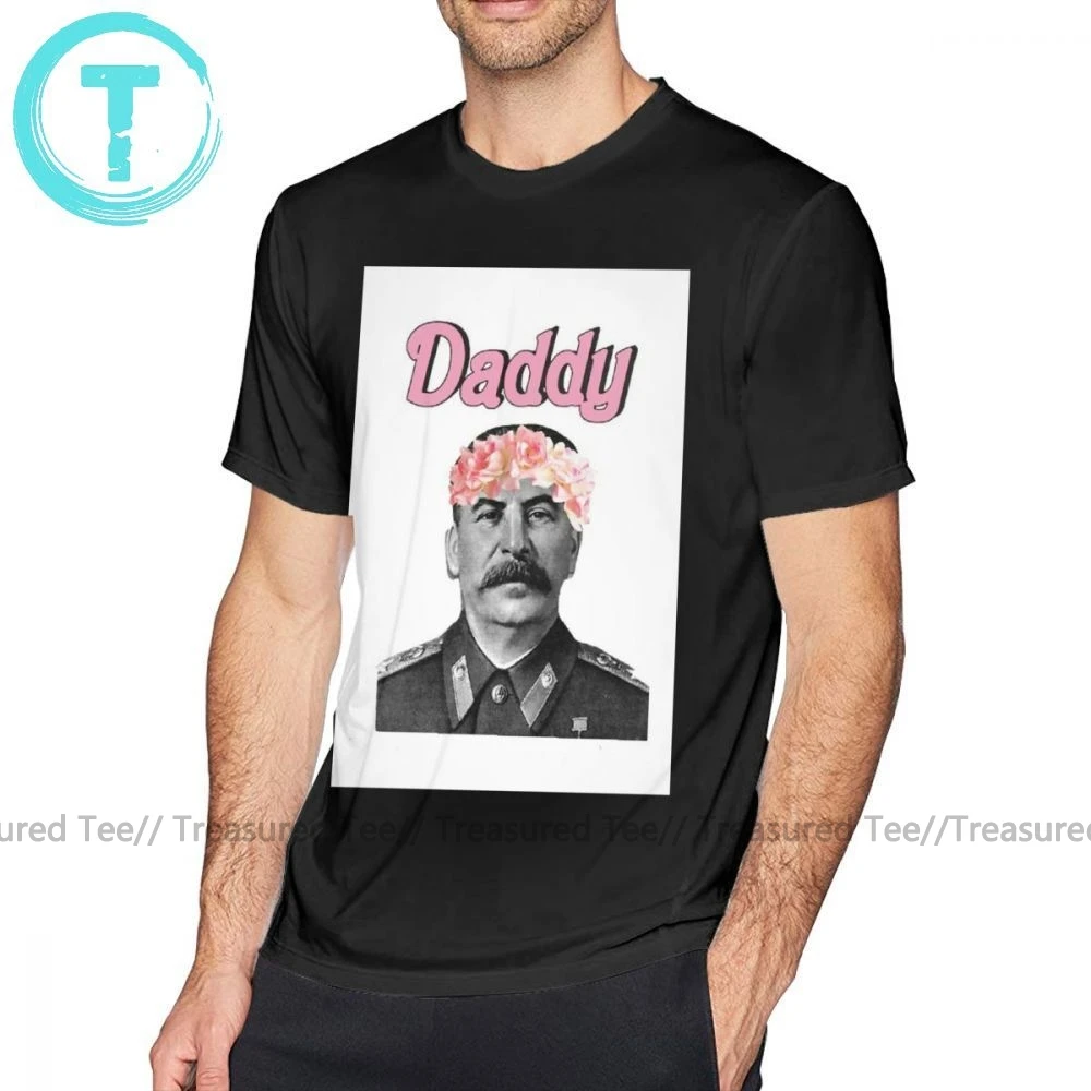 Сталин футболка папа пляжная большая 100 хлопок забавная Мужская с коротким