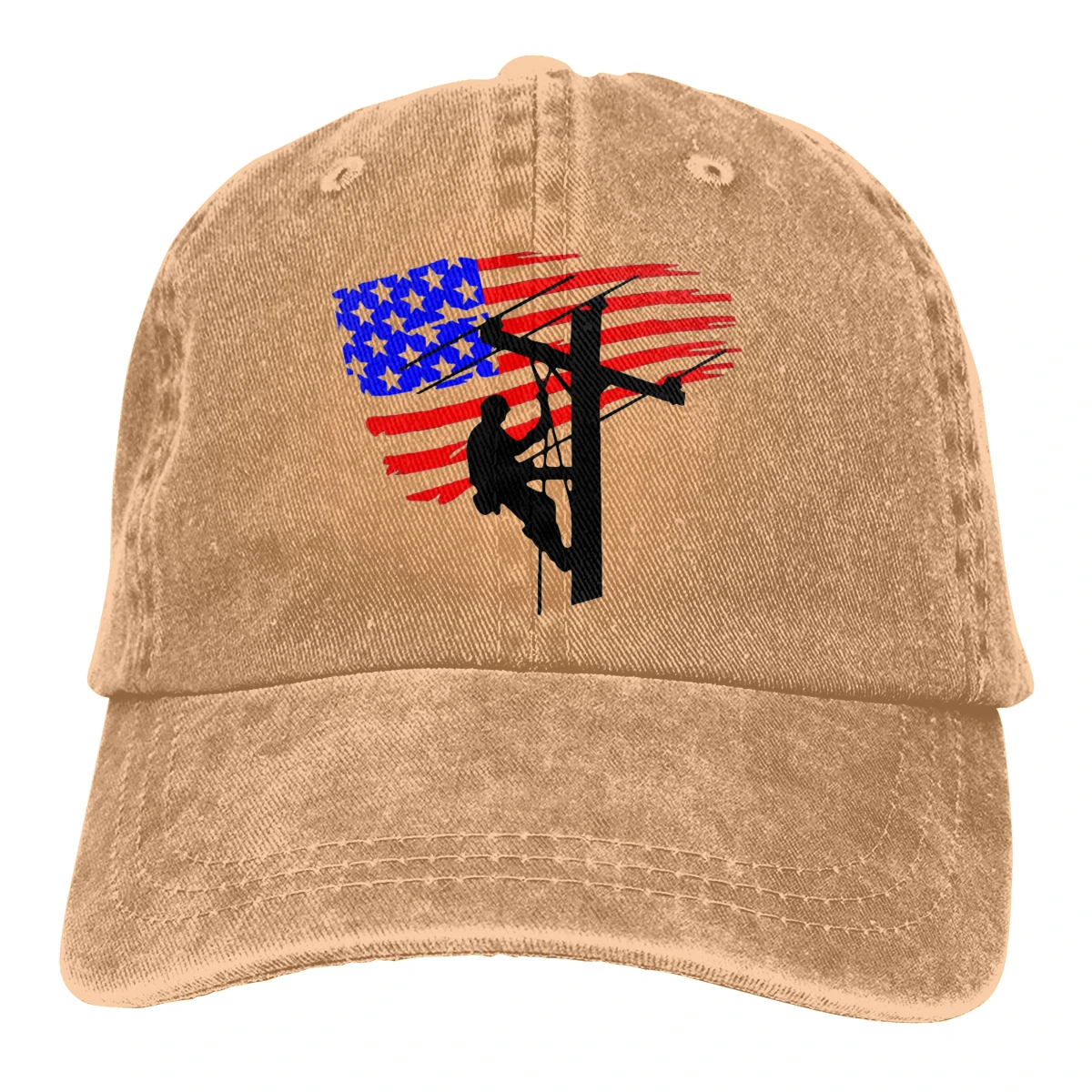 

Lineman American Flag man women's Retro Washed Cowboy hat Hip hop caps