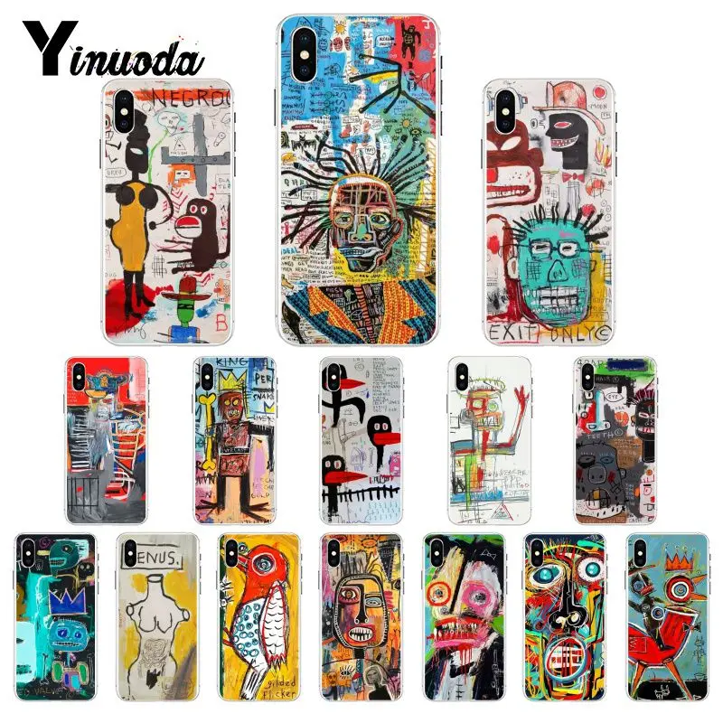Yinuoda смарт чехол Jean Michel Basquiat с граффити для iPhone 6S 7 7plus 8 8Plus X Xs MAX 5 5S XR 11 Pro