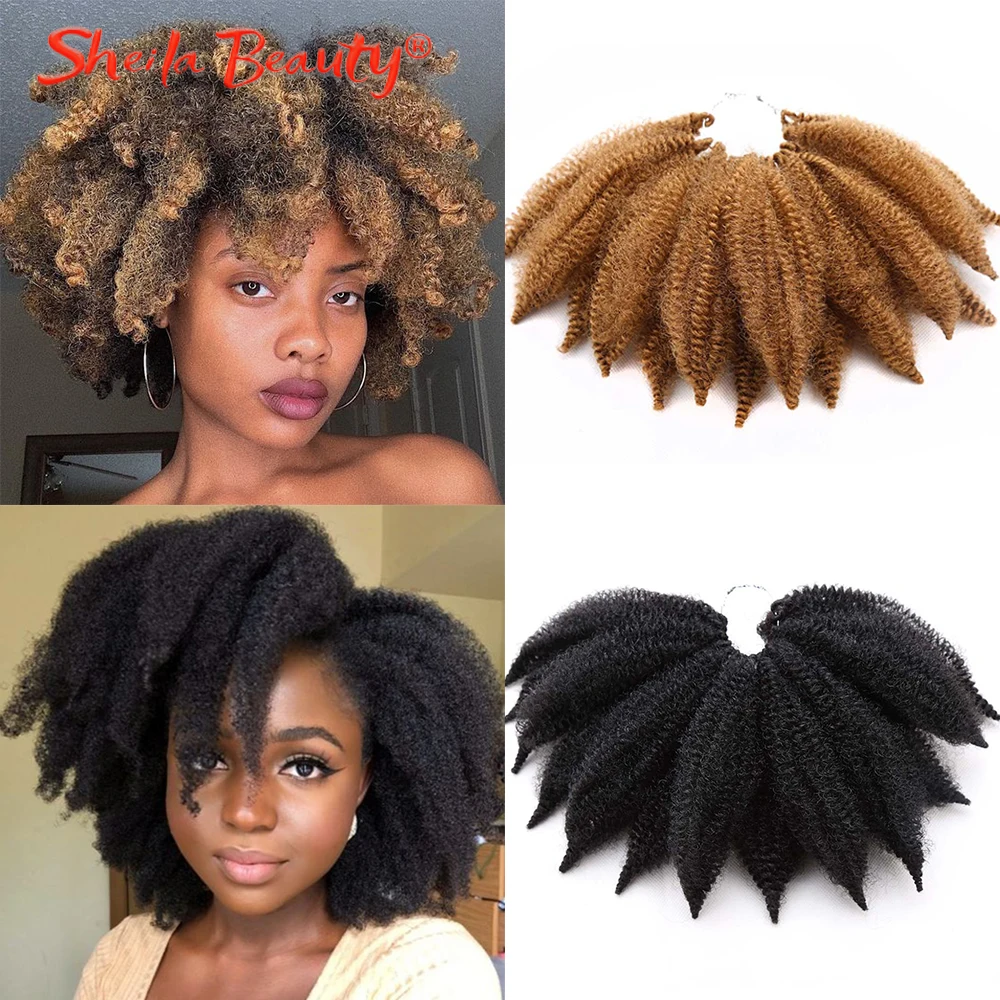 

Short Marely Braids 8inch Fluffy Afro Kinky Curl Twist Crochet Braid Hair Yaki Curl Crochet Synthetic Braiding Hair