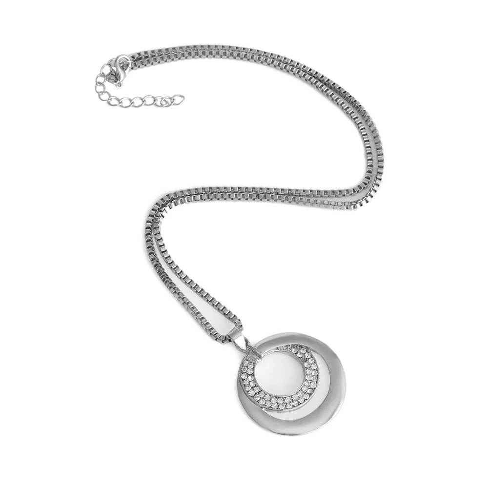 Модные стразы с кристаллами Женская длинная блестящая цепочка двойным кольцом и