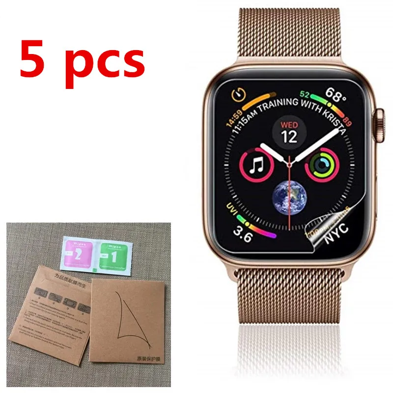 5 шт мягкая защитная пленка из ТПУ с защитой от царапин для iwatch Apple Watch Series 4 40 мм 44 мм Защитная пленка для экрана