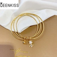 qeenkiss bt5259 fine jewelry wholesale fashion woman bride girl birthday wedding gift fish aaa zircon 24kt gold bracelet bangle