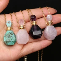 natural stone perfume bottle necklace section semi precious pendant charms for elegant women love romantic gift 60 cm