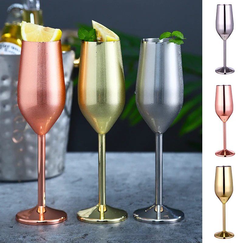 

Stainless Steel Wine Party Champagne Coupes Glass Cocktail Glass Champagne Flutes Plating Wine Cup Goblet Electroplated Cups