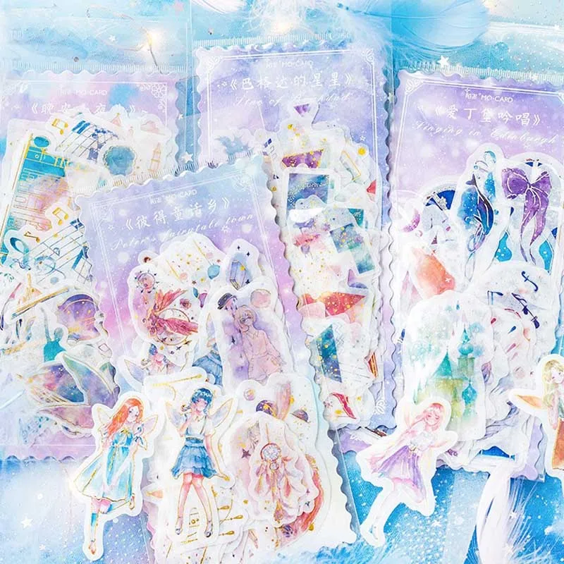 

60Pcs Fantasy Girls Whale Sea Stickers Toys For Suitcase Laptop Bike Luggage Scooter Skateboard Gilding Decor Sticker Supplies