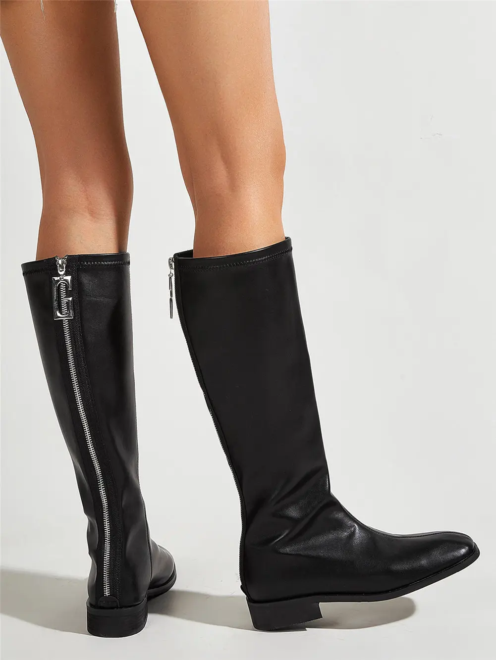 

SaraIris Zipper Buckle Design Boots Women Casual Office Autumn Boots Ladies Fashion Brand Low Heel Mid Calf Shoes