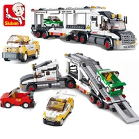 sluban technical truck car transporter city racing car carrier vehicle building block brick education toy for boy christmas gift