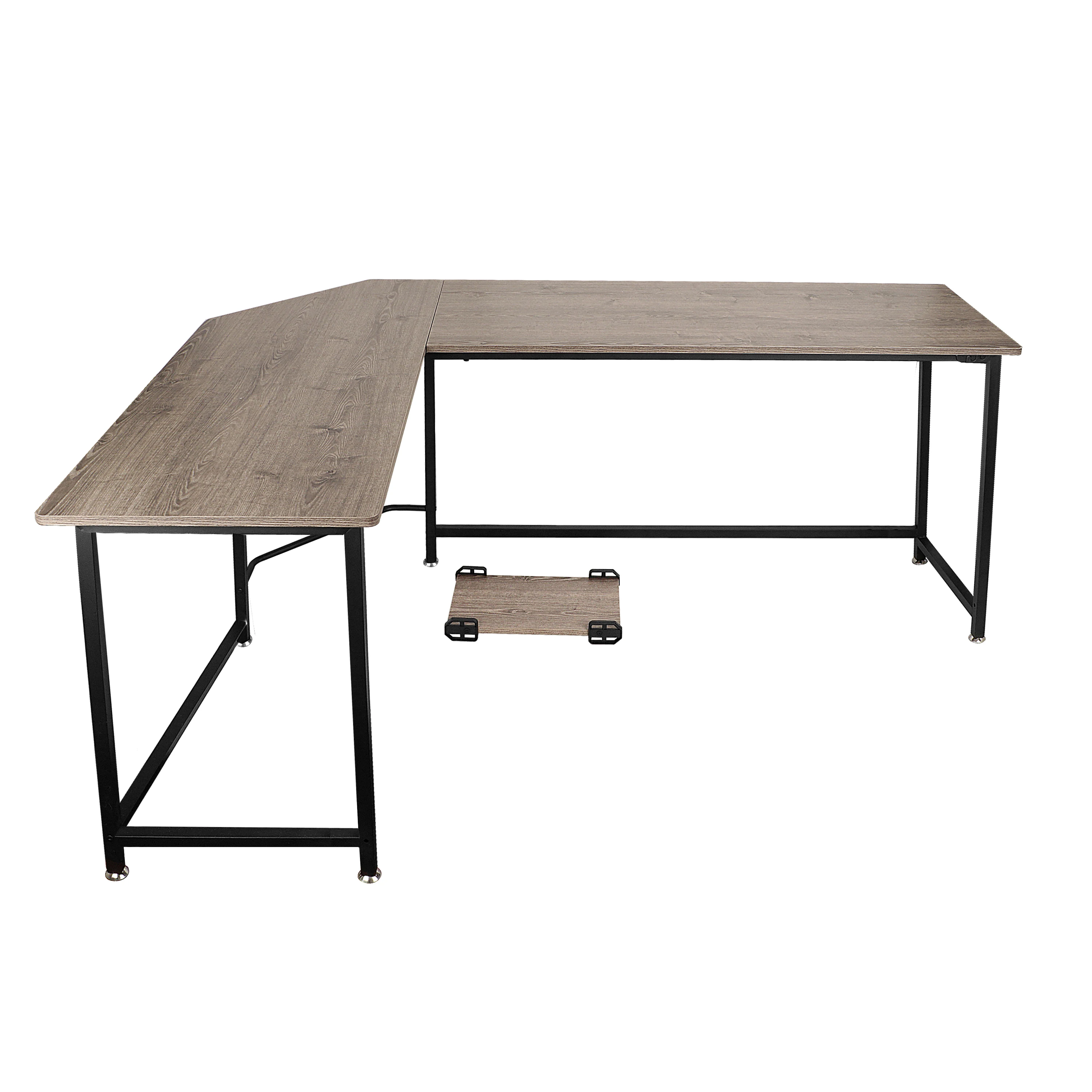 

L-Shaped/Corner Wooden Computer Desk Industrial PC Laptop Study Table Workstation for Home Office Metal Frame[US-Stock]