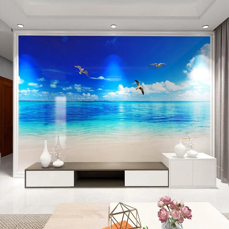 Пользовательская фотография Настенные обои 3D HD красивое небо пляж фотообои для