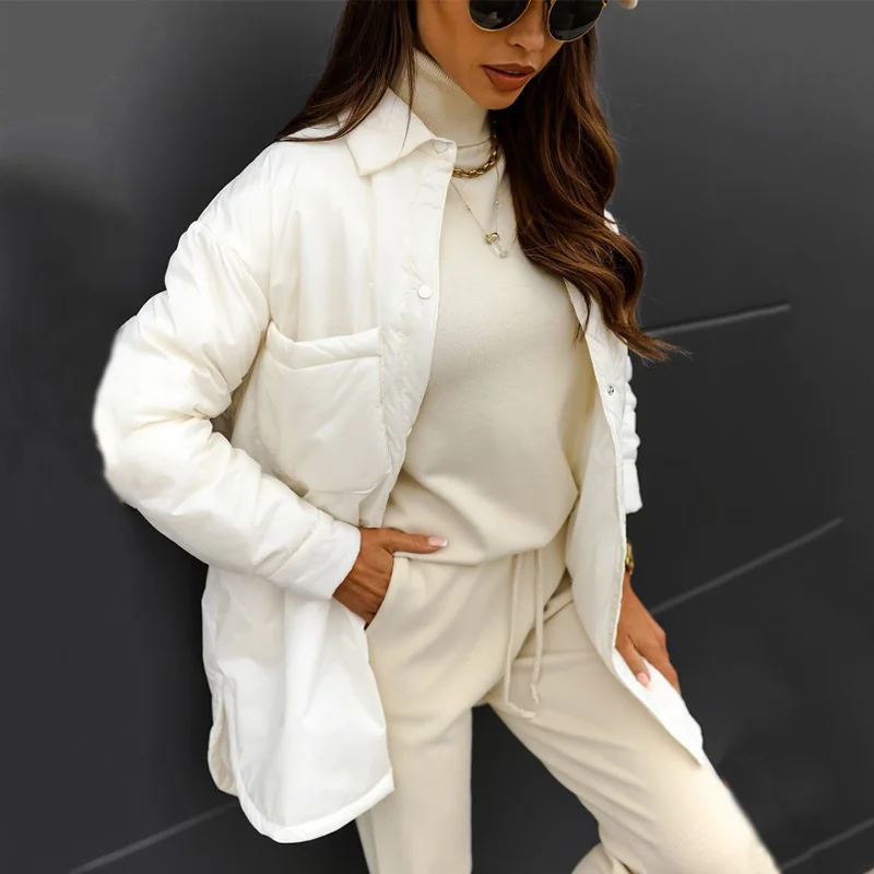 

Ardm Casual Winter Straight White Jacket Women 2021 Quilted Thin Parka Oversize Shirt Coats Femme Green Outerwear Bf Coats Tops