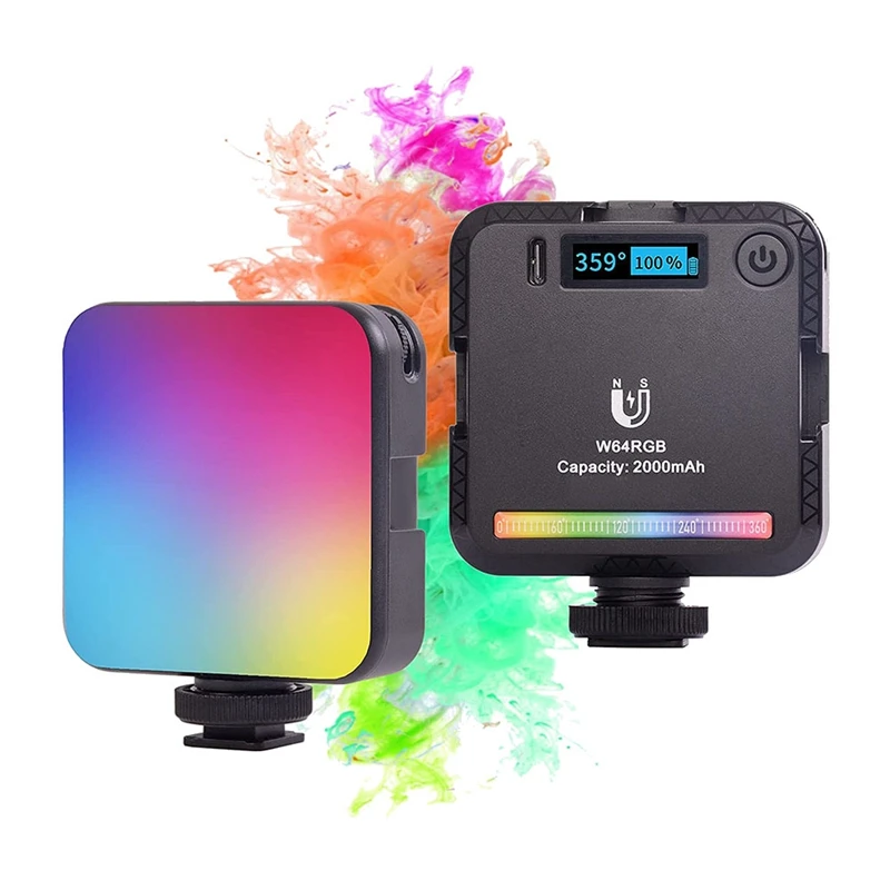 

RGB светильник для видеосъемки, мини-вссветильник для камеры s 360 ° полноцветная фотография перезаряжаемая 2500K-9000K, фотосвет