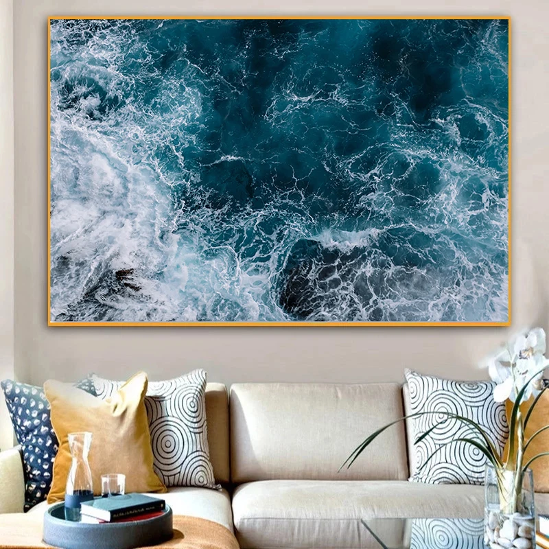 

Nordic Modern Seascape Ocean Waves Poster High Quality Canvas Painting Poster and Print Wall Art Picture Cuadros Home Decoration