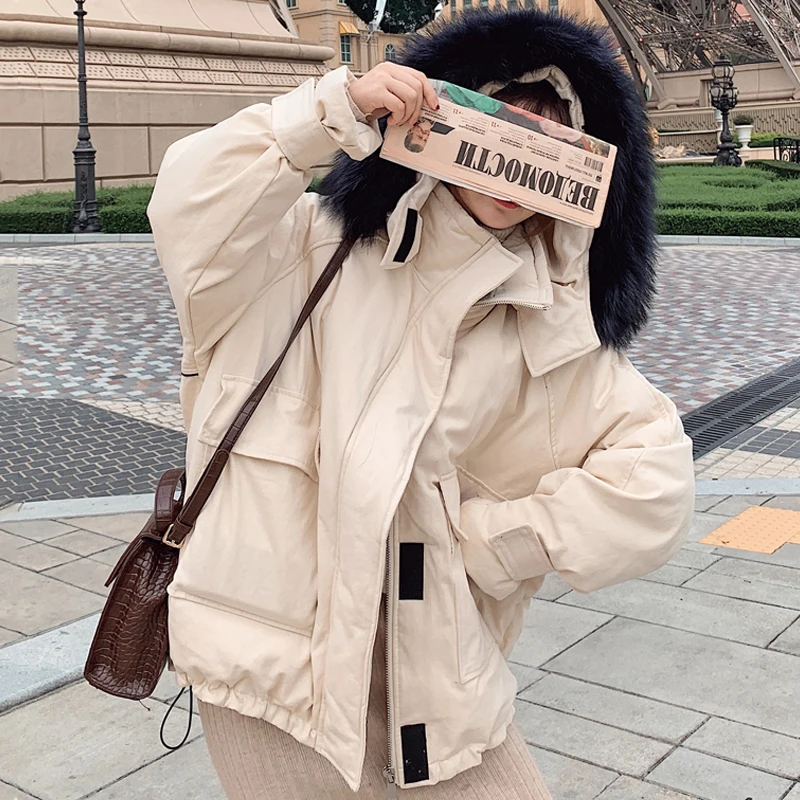 Fitaylor/зимняя женская парка с капюшоном из натурального меха енота на 90% белом