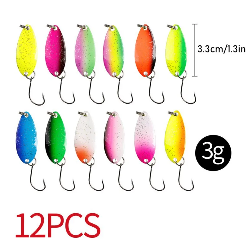

Fishing Spoon Lure Set Metal Baits Fishing Baits For Trout, Char And Perch With Tackle Box Sequin Metal Fishing Bait