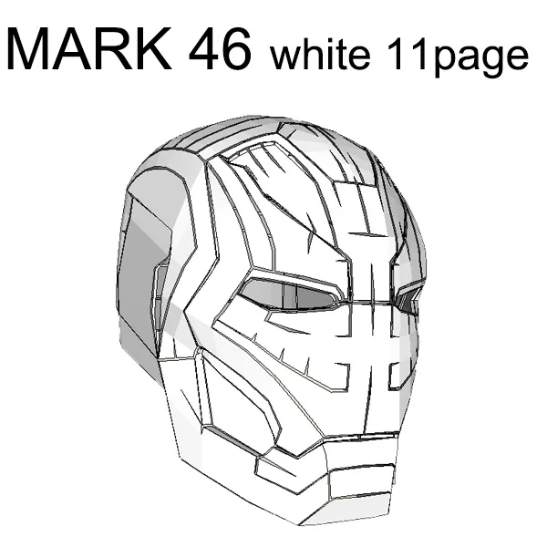 Mark 46 white Железный человек DIY может носить шлем 1:1 Бумажная модель нужна ручная работа - Цвет: Mark 46 white