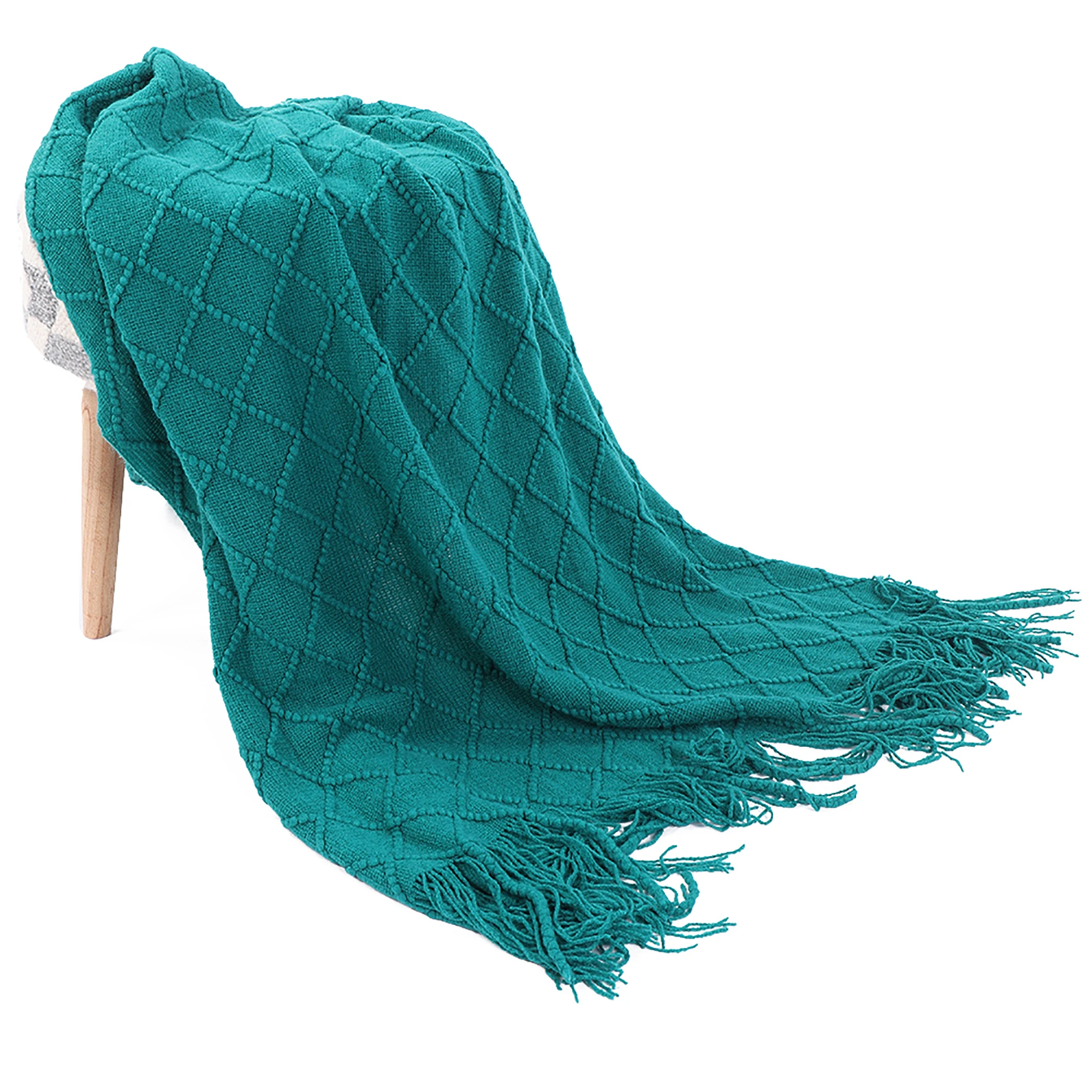 Оливково е Акриловые Вязаные пледы Одеяло супер мягкий текстурированный твердый