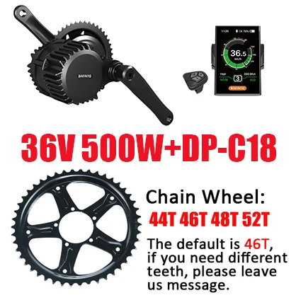 36V500WC18 Bafang мотор BBS02 BBS01 48v 750 w/500 w 36V 250 W/350 W/500 W 8fun, фара для электровелосипеда в двигатель комплект для электрического велосипеда, конверсионный набор, BBS02B BBS01B - Цвет: 36V500WC18