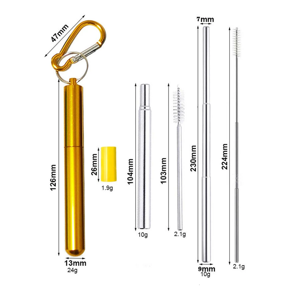 10 Упаковка нержавеющая сталь телескопическая соломинка для питья портативная