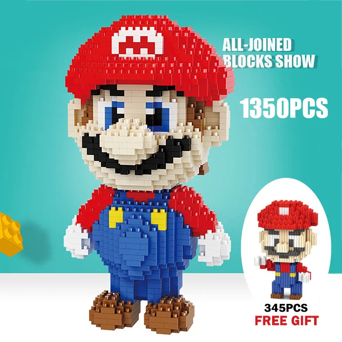 1350pcs Mario GIFT 2497 шт Супер Марио Луиджи мини алмазные Строительные блоки DIY кирпичные игрушки для детей развивающие игрушки для детей рождественские подарки - Цвет: 1350pcs Mario GIFT