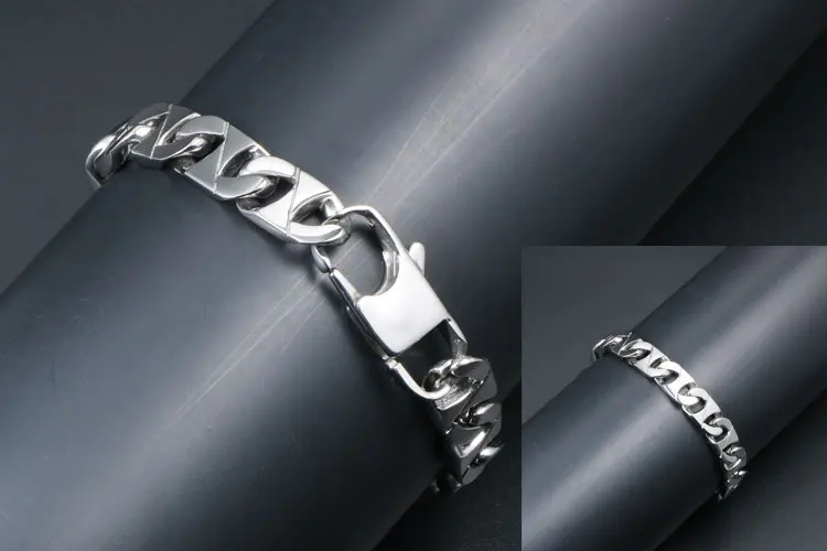 Снаряженная звеньевая цепочка браслет Мужская сталь тяжелые металлические