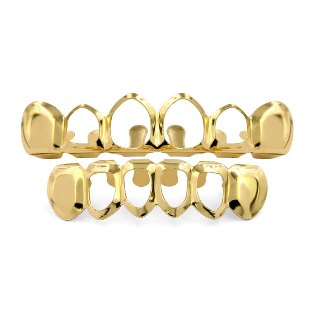 OH Gold Silver Plated HIP HOP Jewelry Teeth Grillz Top& Bootom Groll Set With silicone Vampire teeth Best Gift ForChristmas | Украшения