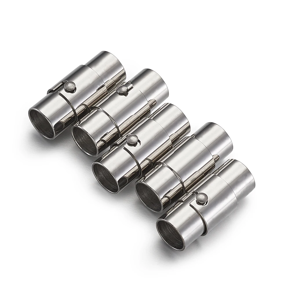 

pandahall 5 Sets 304 Stainless Steel Magnetic Screw Clasps for Jewelry Findings Stainless Steel Color 18x8mm