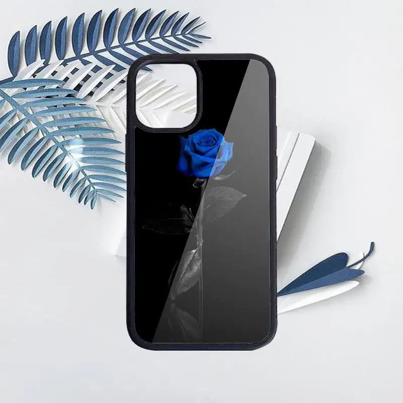 

Blue rose art pattern luxury design Phone Case funda PC for iPhone 11 12 pro XS MAX 8 7 6 6S Plus X 5S SE 2020 XR
