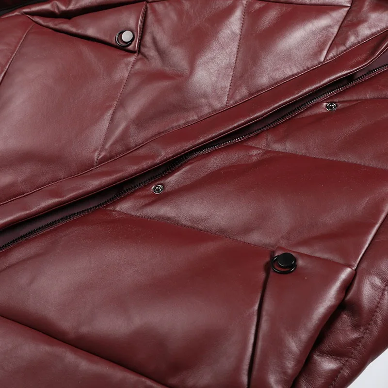 Парка из натуральной овечьей кожи и замши пальто с капюшоном лисьего меха