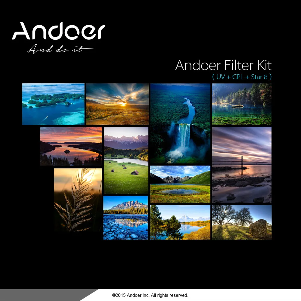 Andoer 40 5mm набор фильтров UV + CPL звезда 8 точечный с футляром для цифровой зеркальной