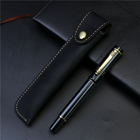 Ручка перьевая кожаная с индивидуальным дизайном, изысканный чехол для ручки, подарок на день рождения, роскошный перо без чернил