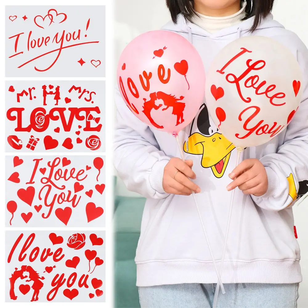 

Red DIY Balloon Sticker Wedding Valentine's Day Birthday Party Decoration Fashion I Love You Bobo Transparent Balloon Sticker