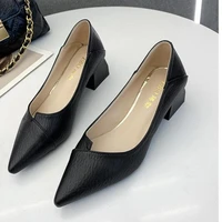 women classic high quality beige office heels female fashion casual black soft pu leather pumps