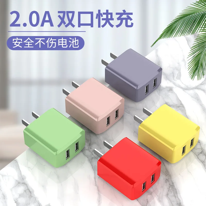 

TWO usb adapter Liquid Color Fast Charging 5V Charger Android Universal USB Dual Port Fast Phone 2A Adapter