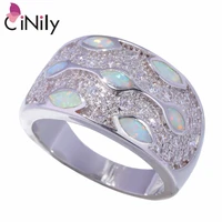 cinily created white fire opal cubic zirconia silver plated wholesale for women jewelry engagement wedding ring size 7 9 oj9323